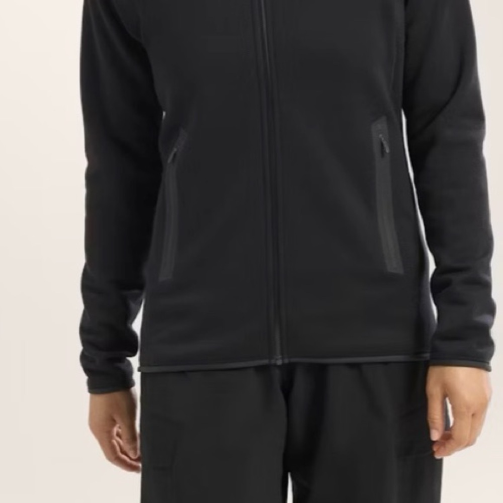Women’s Arc’teryx Kyanite Black Full-Zip Fleece Hoodie with Sleeve Logo